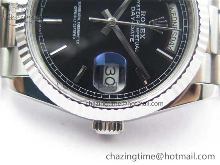 Resilient Day-Date 36 SS 128239 Bp Maker Best Edition Black Dial on President Bracelet 3151