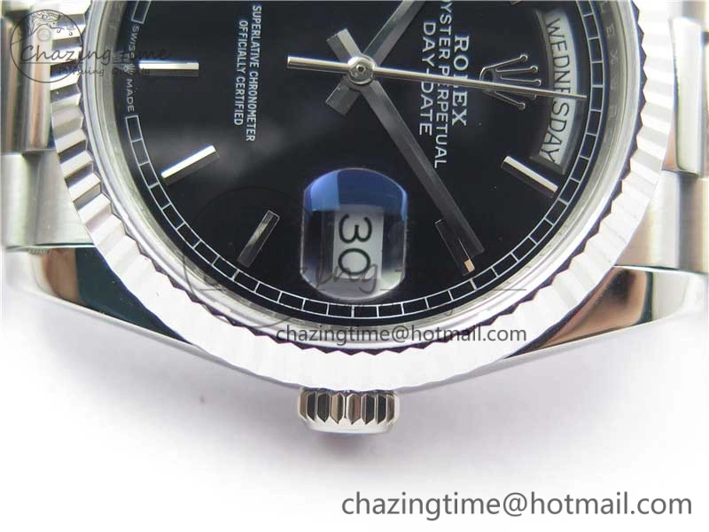 Resilient Day-Date 36 SS 128239 Bp Maker Best Edition Black Dial on President Bracelet 3151