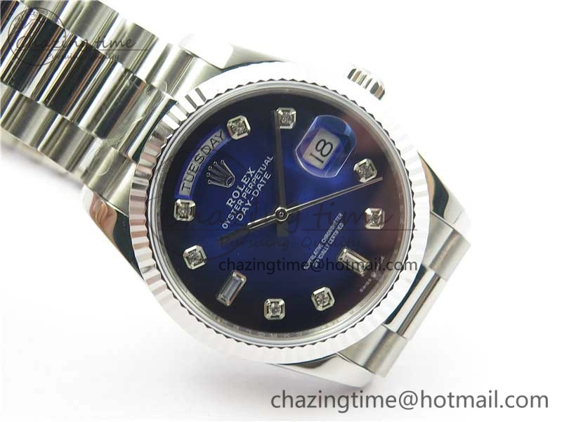 Day-Date 36 SS 128239 Bp Maker Best Edition Blue Dial Crystral Markers on President Bracelet Original 3146