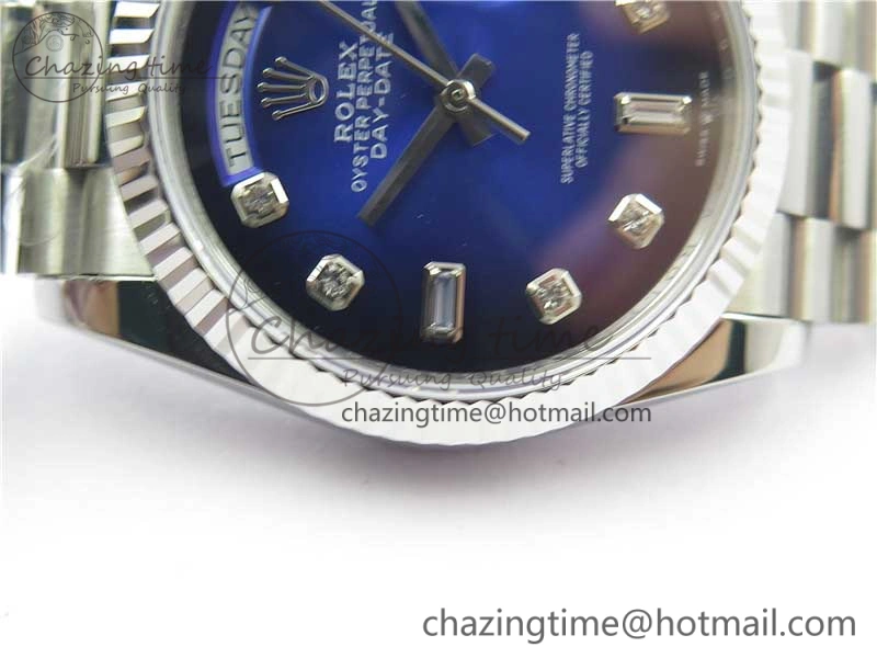 Day-Date 36 SS 128239 Bp Maker Best Edition Blue Dial Crystral Markers on President Bracelet Original 3146