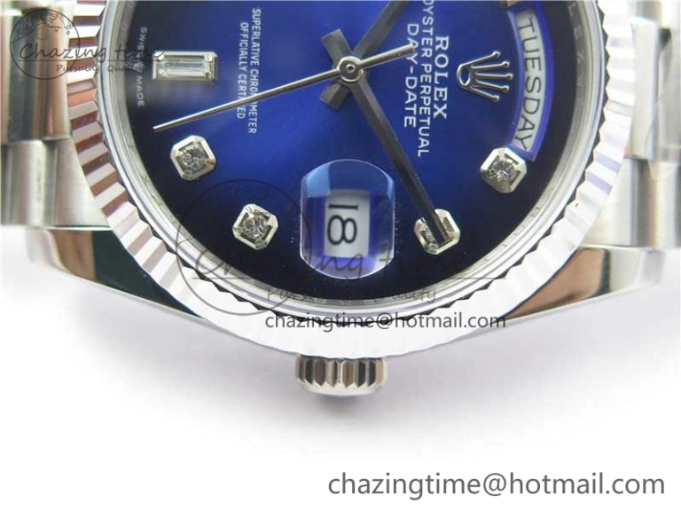 Day-Date 36 SS 128239 Bp Maker Best Edition Blue Dial Crystral Markers on President Bracelet Original 3146