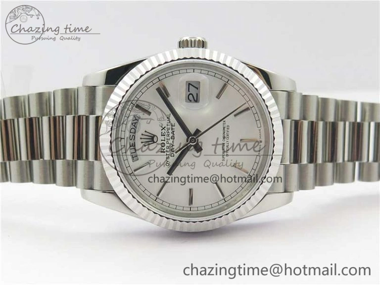 Bright Day-Date 36 SS 128239 Bp Maker Best Edition White Dial on President Bracelet 10551