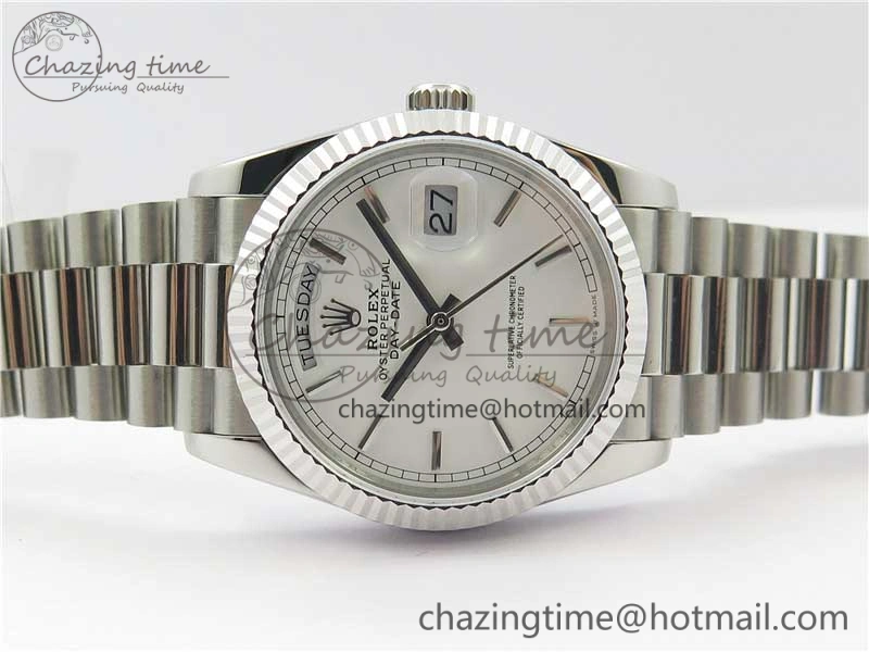 Bright Day-Date 36 SS 128239 Bp Maker Best Edition White Dial on President Bracelet 10551