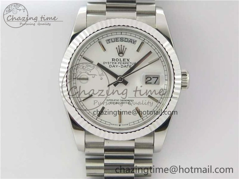 Bright Day-Date 36 SS 128239 Bp Maker Best Edition White Dial on President Bracelet 10551