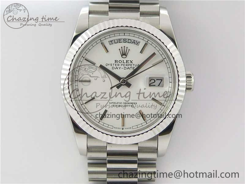 Bright Day-Date 36 SS 128239 Bp Maker Best Edition White Dial on President Bracelet 10551