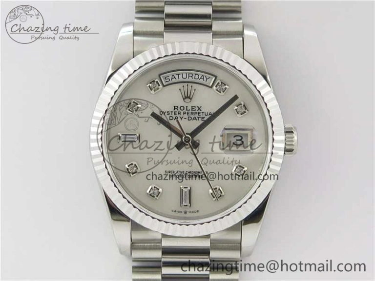Upgraded Day-Date 36 SS 128239 Bp Maker Best Edition White MOP Dial Crystral Markers on President Bracelet 10554