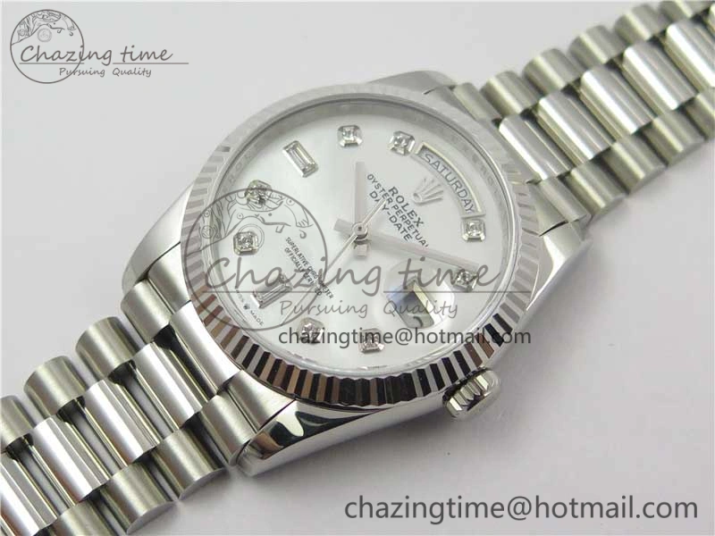 Day-Date 36 SS 128239 Bp Maker Best Edition White MOP Dial Crystral Markers on President Bracelet TechFriendly 3153