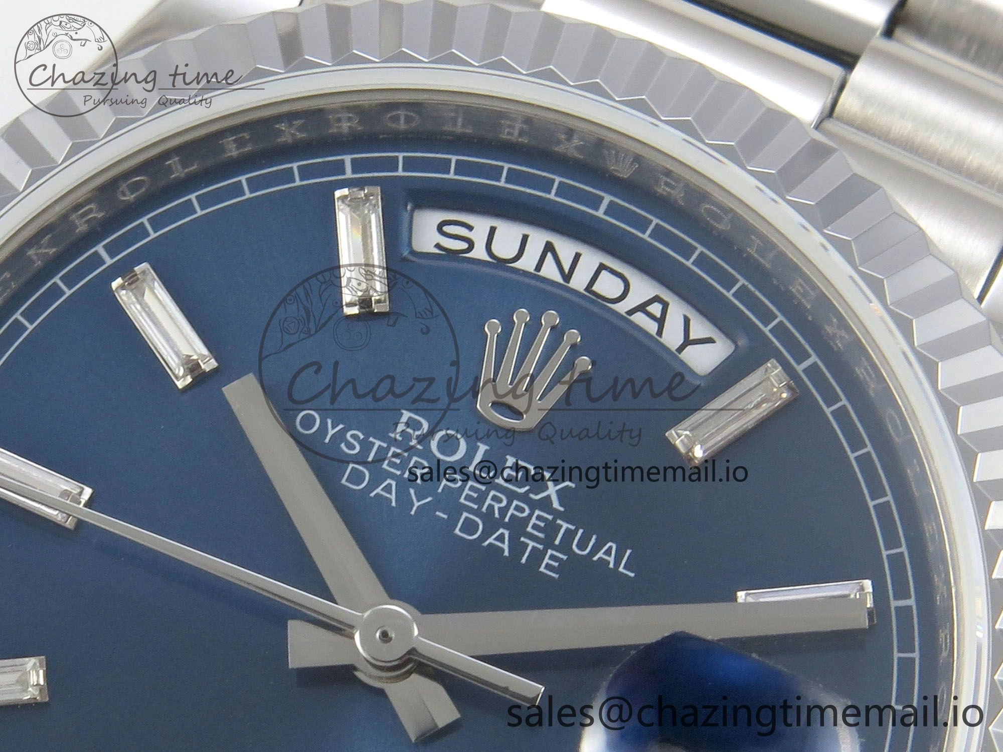 FlexibleFit Day Date 36 SS 128239 KF 1:1 Best Edition Blue Crystal Dial on President Bracelet A2836 (Gain Weight) 50