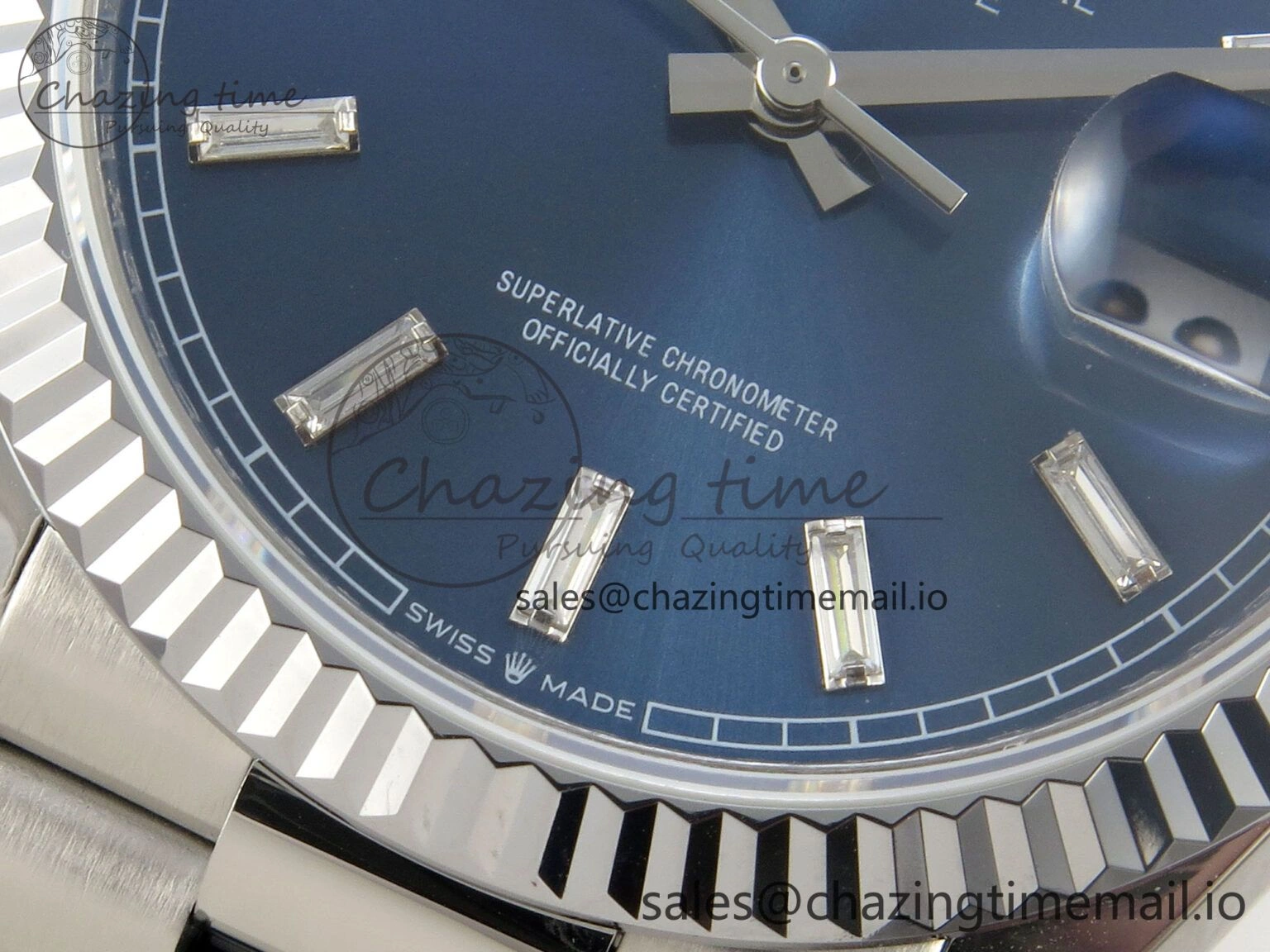 FlexibleFit Day Date 36 SS 128239 KF 1:1 Best Edition Blue Crystal Dial on President Bracelet A2836 (Gain Weight) 50