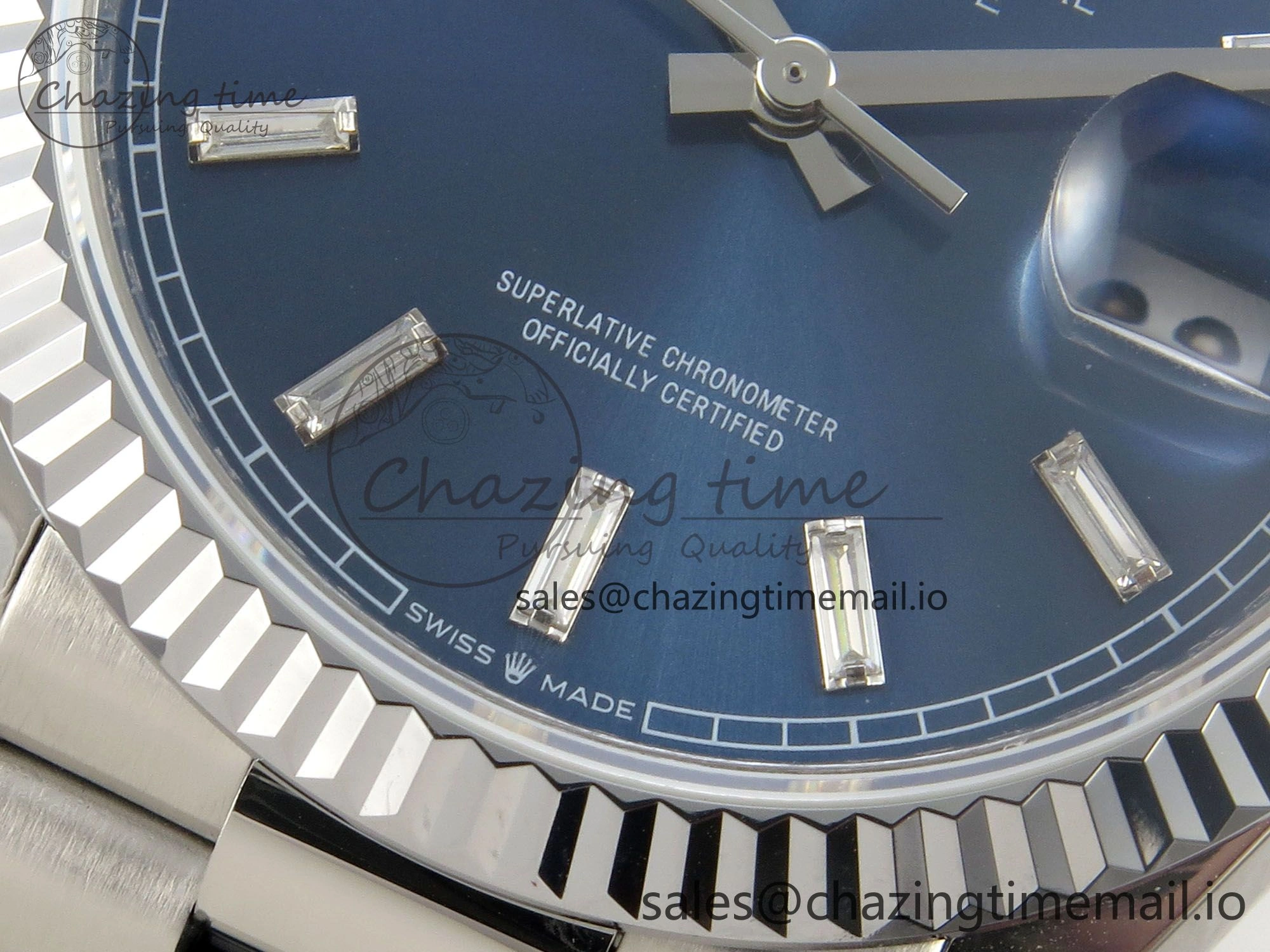 FlexibleFit Day Date 36 SS 128239 KF 1:1 Best Edition Blue Crystal Dial on President Bracelet A2836 (Gain Weight) 50