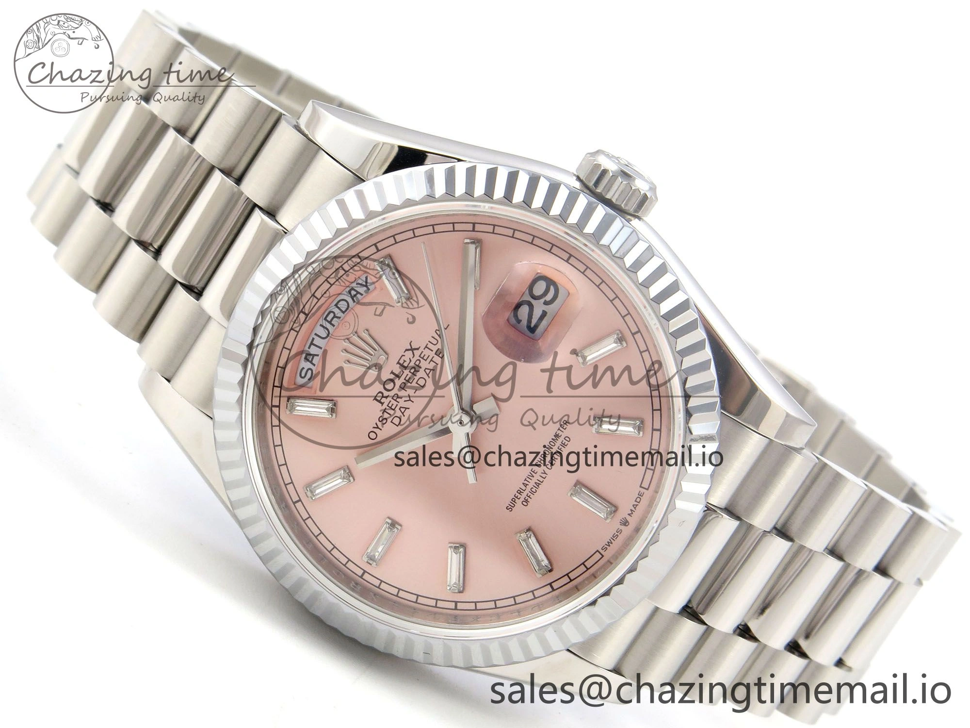 Day Date 36 SS 128239 KF 1:1 Best Edition RG Crystal Dial on President Bracelet A2836 (Gain Weight) OdorResistant 64