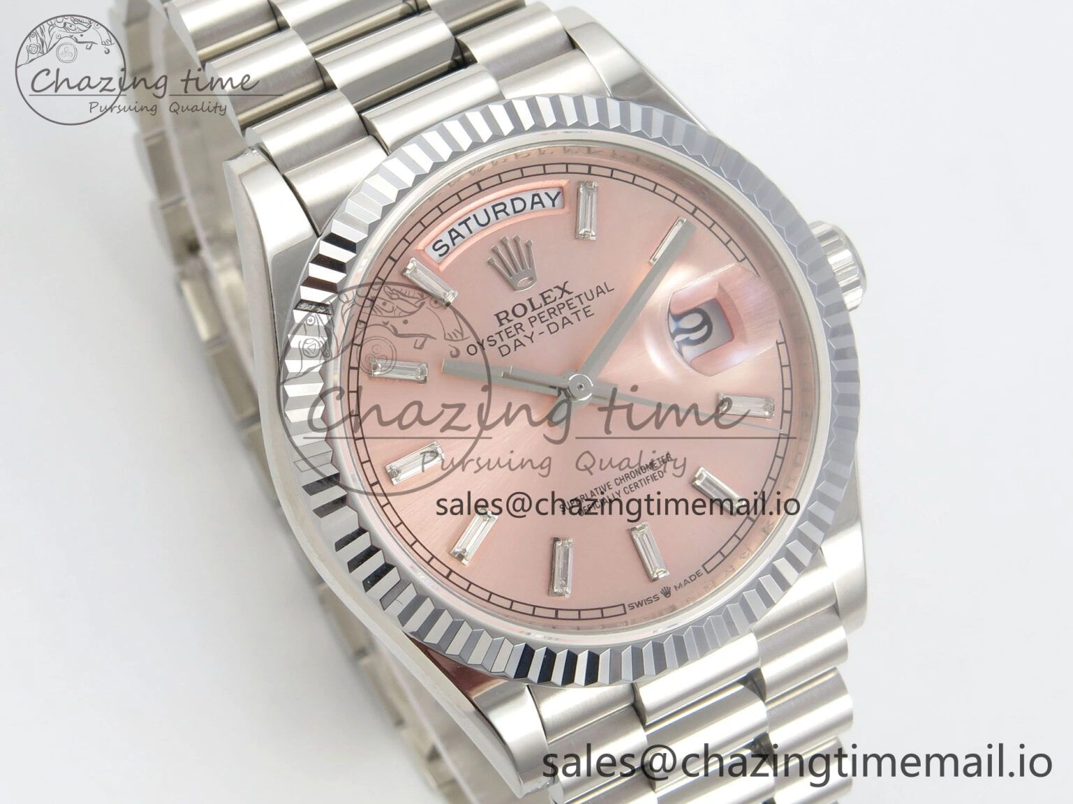 Day Date 36 SS 128239 KF 1:1 Best Edition RG Crystal Dial on President Bracelet A2836 (Gain Weight) OdorResistant 64