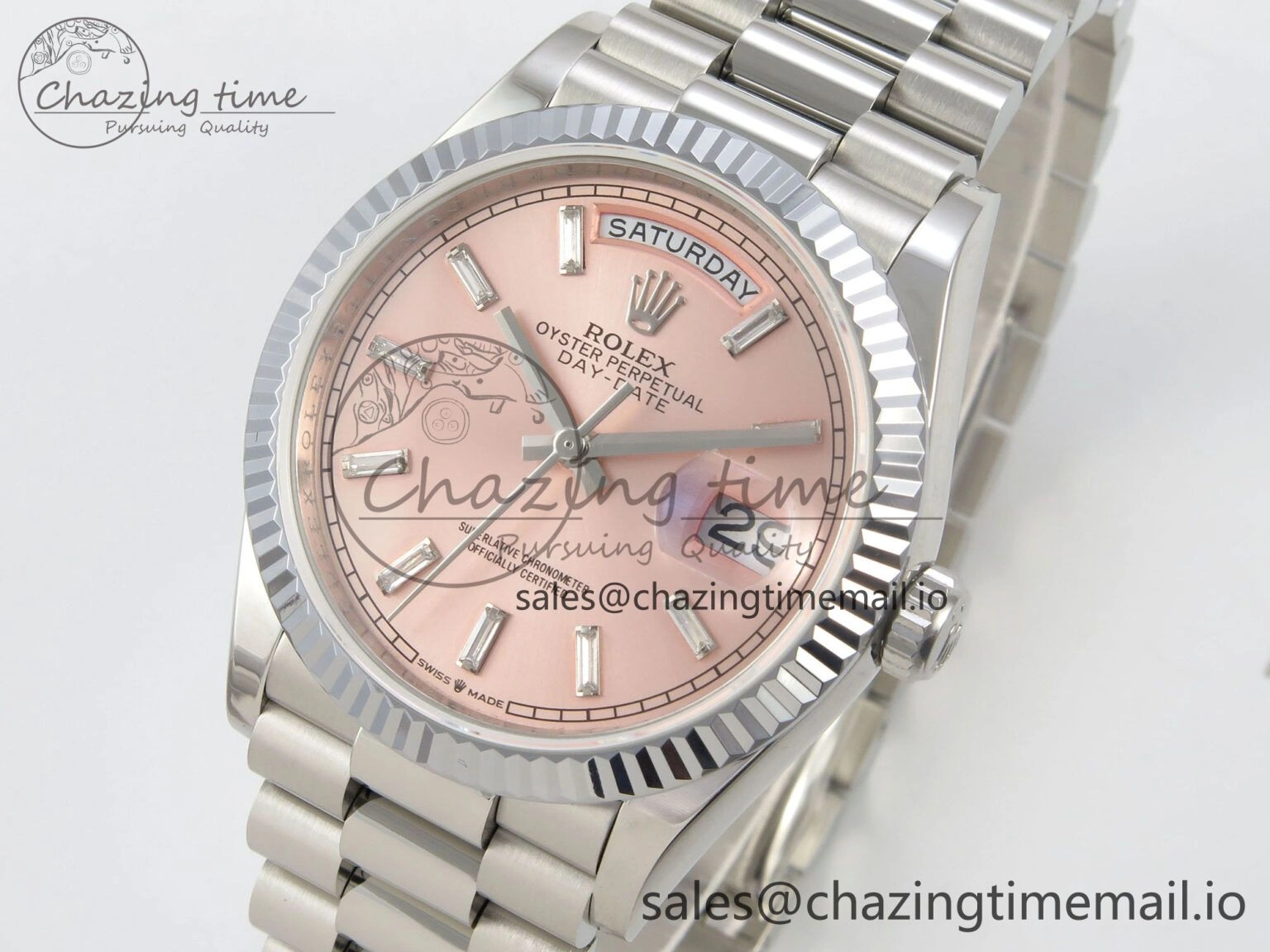 Day Date 36 SS 128239 KF 1:1 Best Edition RG Crystal Dial on President Bracelet A2836 (Gain Weight) OdorResistant 64