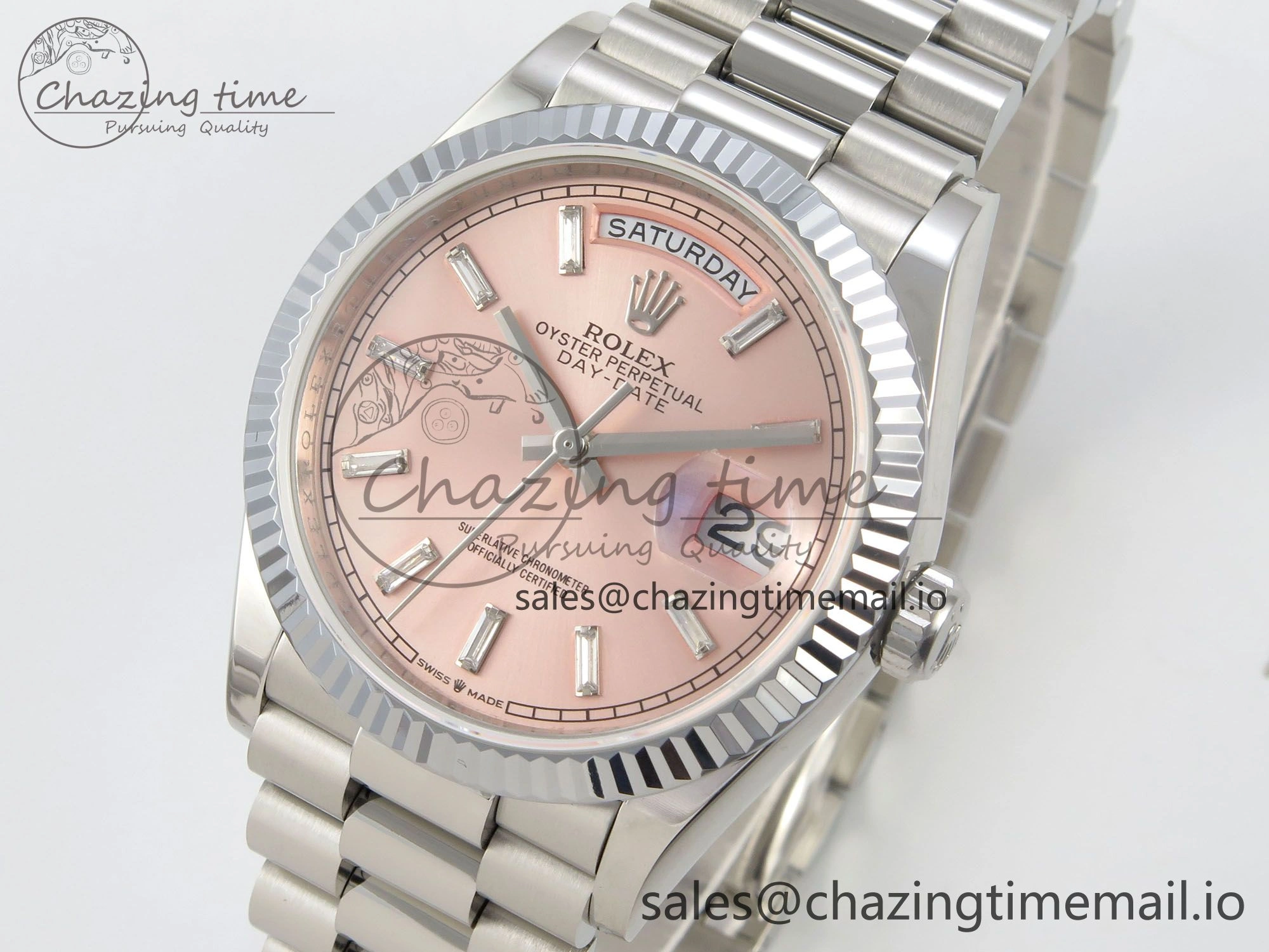 Day Date 36 SS 128239 KF 1:1 Best Edition RG Crystal Dial on President Bracelet A2836 (Gain Weight) OdorResistant 64