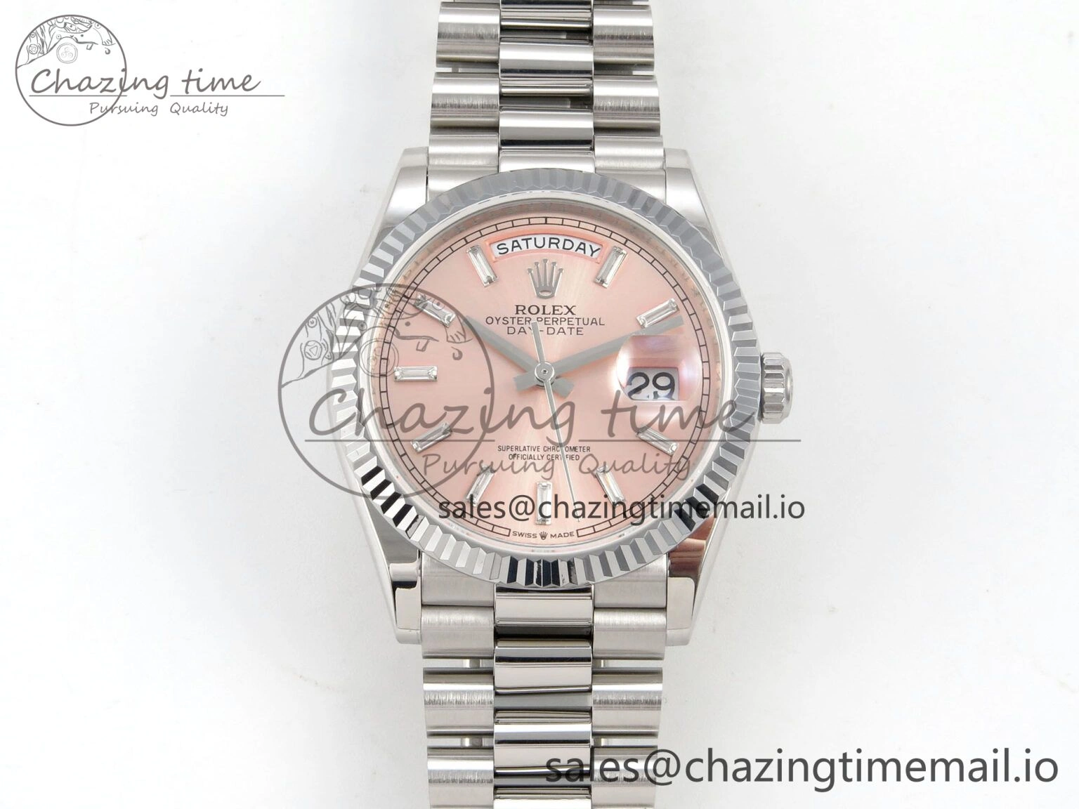 Day Date 36 SS 128239 KF 1:1 Best Edition RG Crystal Dial on President Bracelet A2836 (Gain Weight) OdorResistant 64