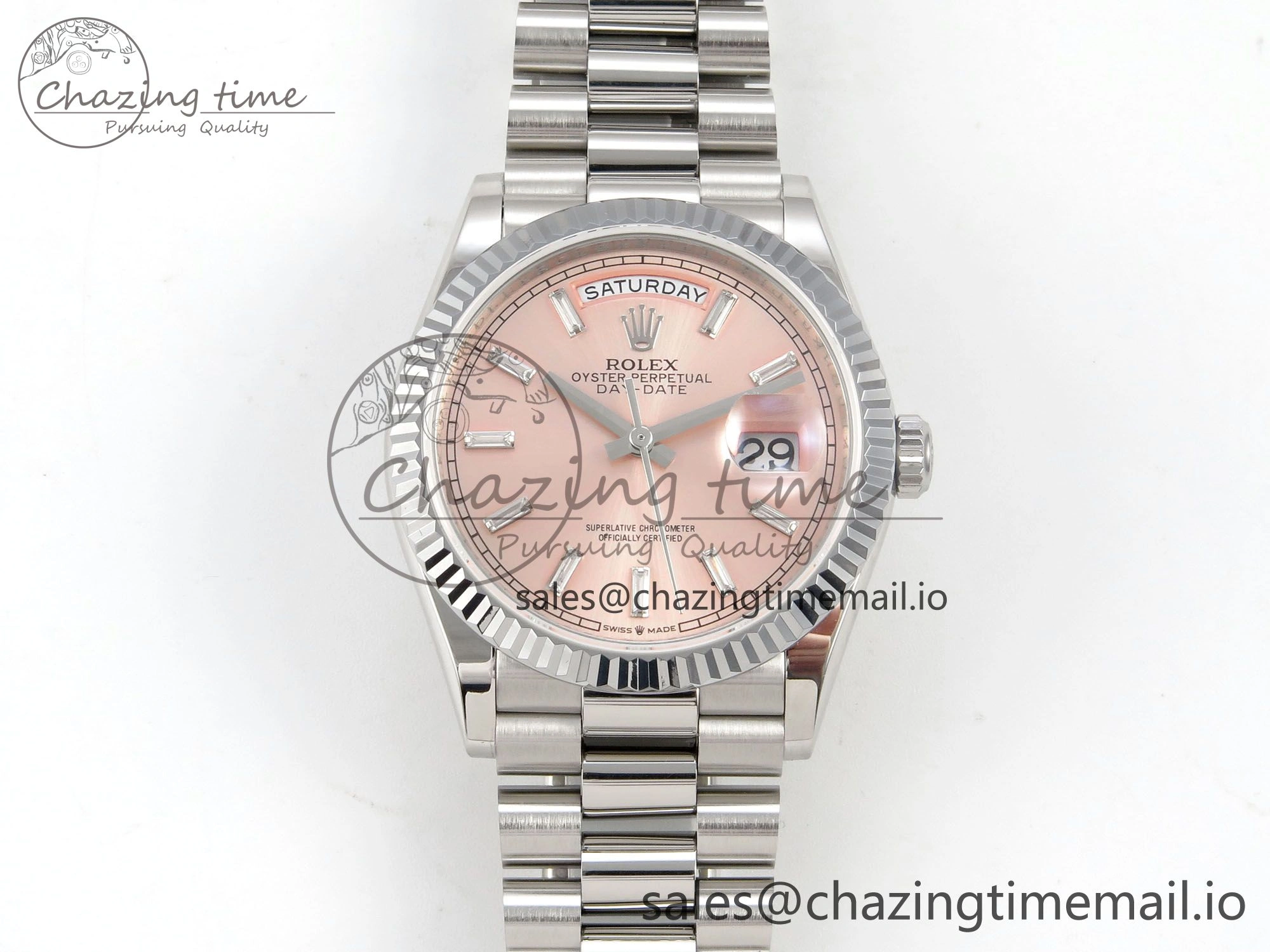 Day Date 36 SS 128239 KF 1:1 Best Edition RG Crystal Dial on President Bracelet A2836 (Gain Weight) OdorResistant 64