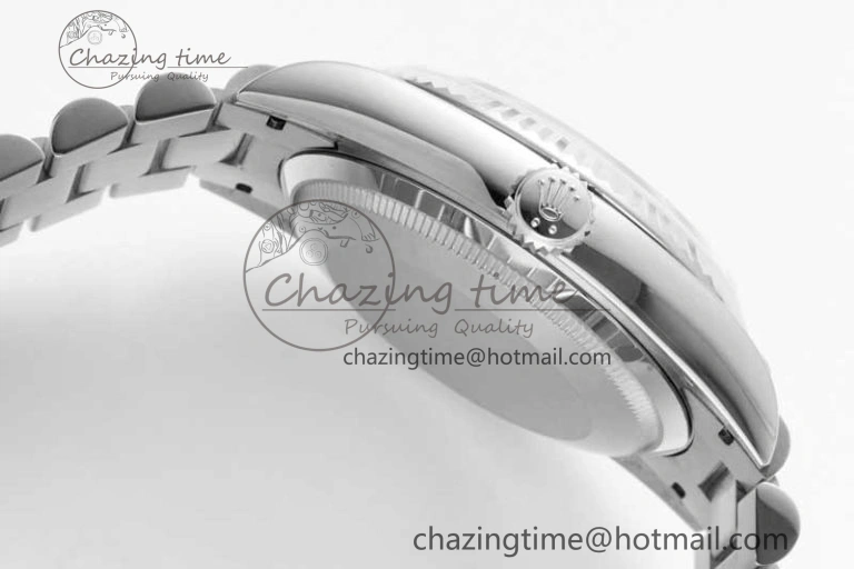 Fashionable Day Date 36 SS RAF Best Edition Blue Black Diamonds Dial on YG Bracelet A 2016