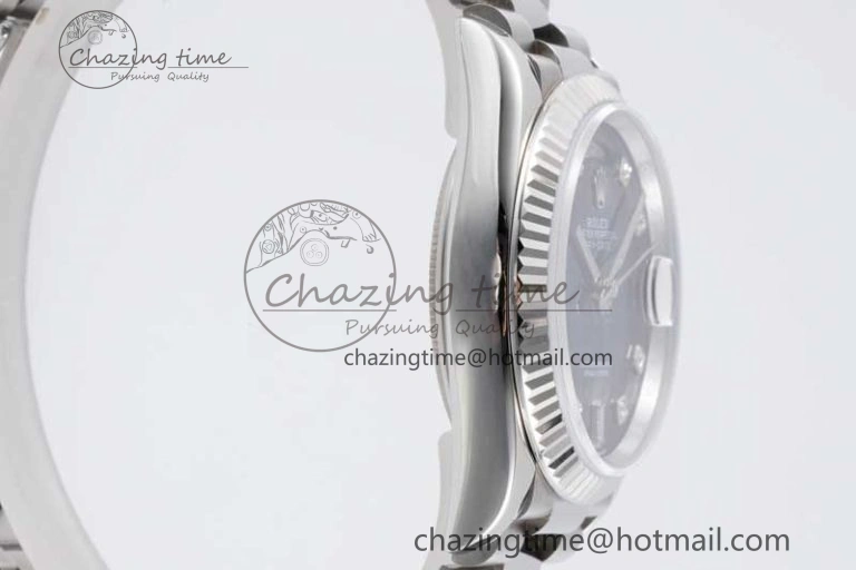 Fashionable Day Date 36 SS RAF Best Edition Blue Black Diamonds Dial on YG Bracelet A 2016