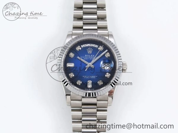 Day Date 36 SS TWSF Best Edition Blue Diamonds Dial on SS Bracelet A Vibrant 1603
