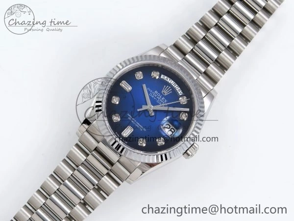 Day Date 36 SS TWSF Best Edition Blue Diamonds Dial on SS Bracelet A Vibrant 1603
