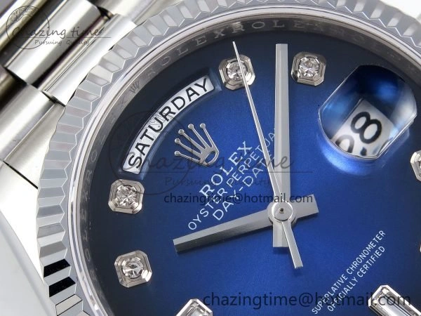 Day Date 36 SS TWSF Best Edition Blue Diamonds Dial on SS Bracelet A Vibrant 1603