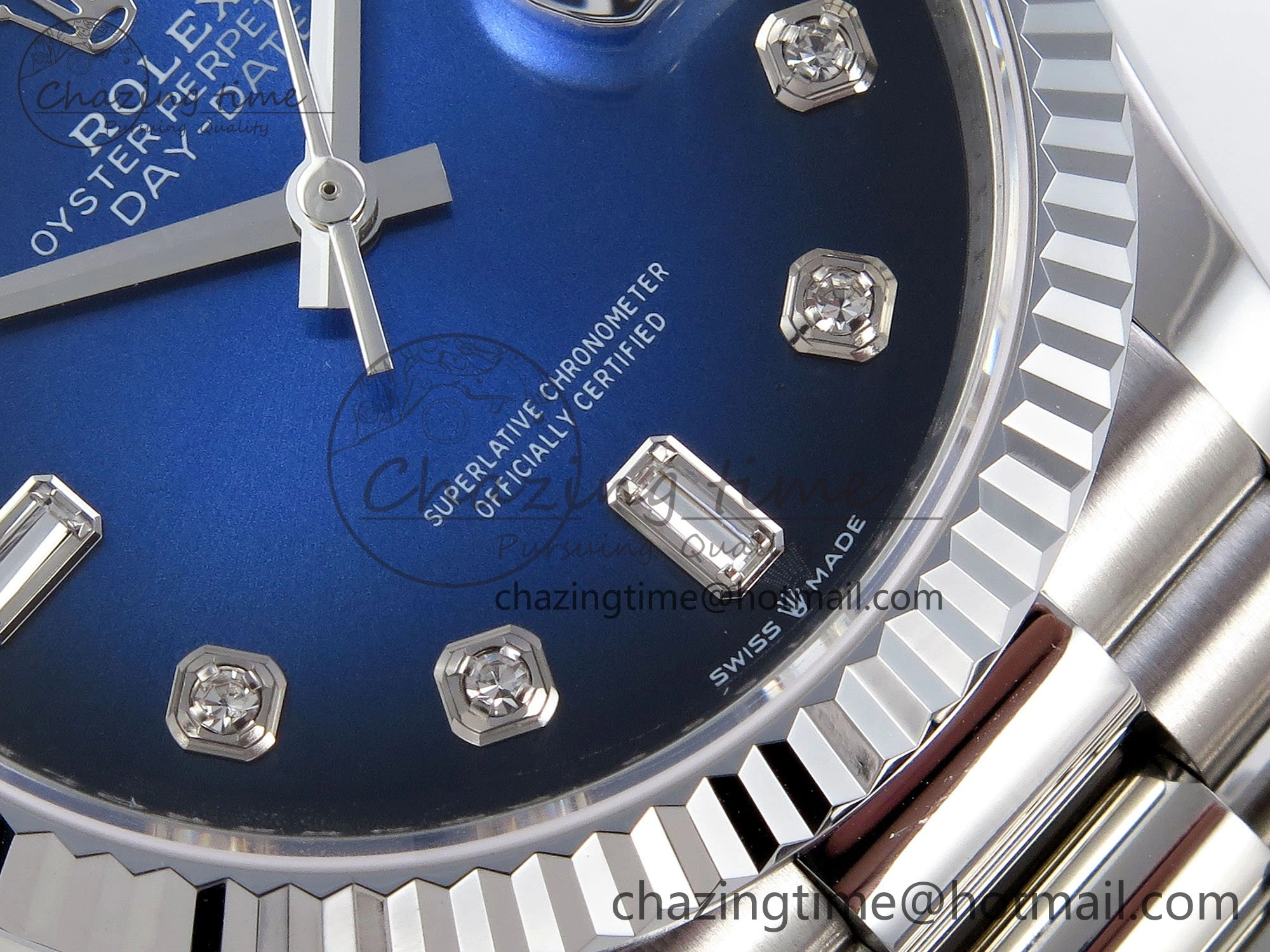 Day Date 36 SS TWSF Best Edition Blue Diamonds Dial on SS Bracelet A Vibrant 1603