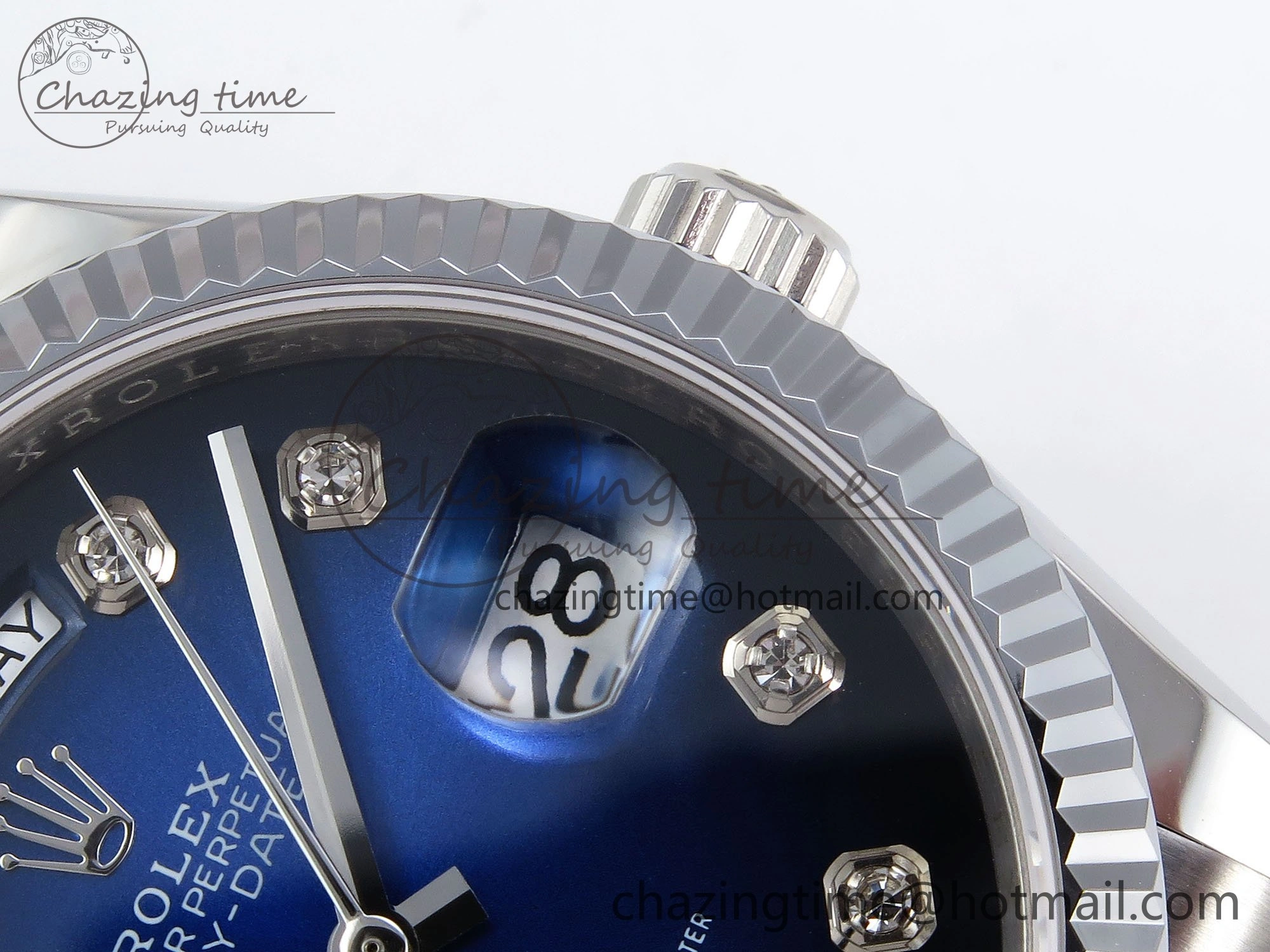 Day Date 36 SS TWSF Best Edition Blue Diamonds Dial on SS Bracelet A Vibrant 1603