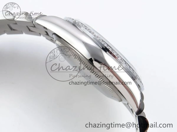 Day Date 36 SS TWSF Best Edition Blue Roman Diamonds Dial Diamonds Bezel on SS Bracelet A Minimalist 1600