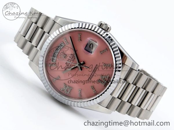 ModernLook Day Date 36 SS TWSF Best Edition Pink Roman Diamonds Dial on SS Bracelet A 1605