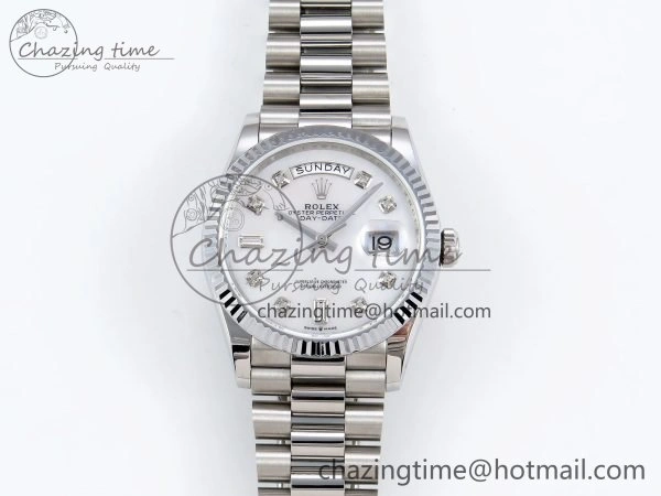Durable Day Date 36 SS TWSF Best Edition White Diamonds Dial on SS Bracelet A 1604