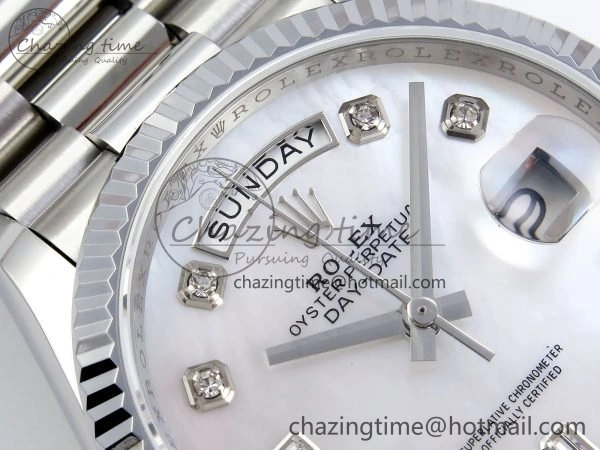 Durable Day Date 36 SS TWSF Best Edition White Diamonds Dial on SS Bracelet A 1604