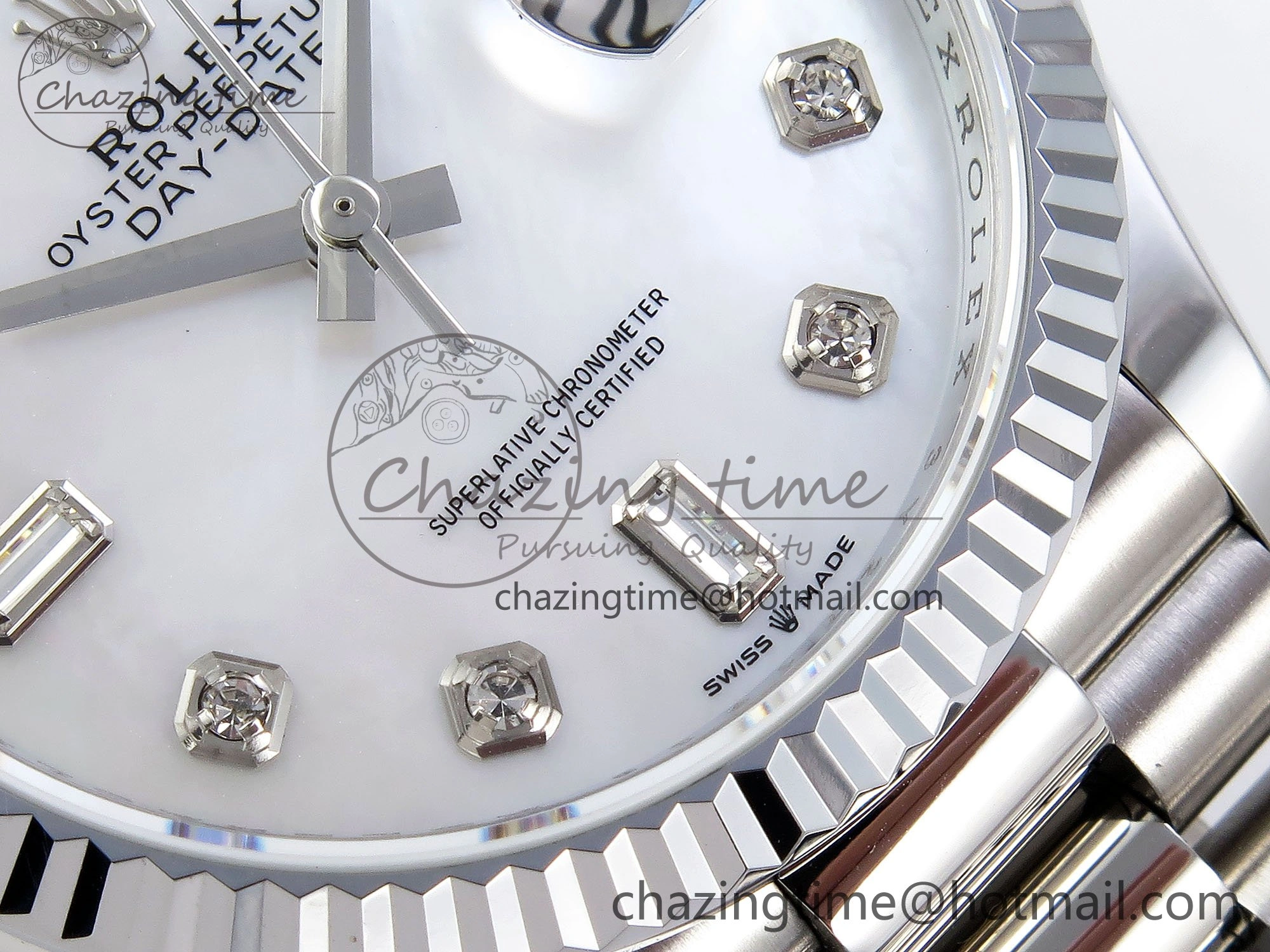 Durable Day Date 36 SS TWSF Best Edition White Diamonds Dial on SS Bracelet A 1604