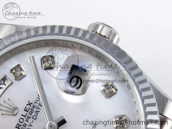 Durable Day Date 36 SS TWSF Best Edition White Diamonds Dial on SS Bracelet A 1604