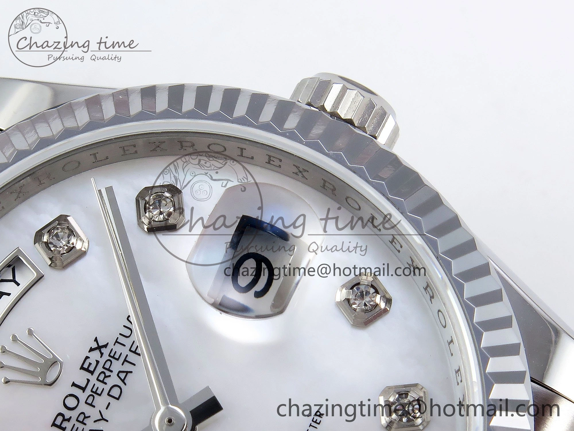 Durable Day Date 36 SS TWSF Best Edition White Diamonds Dial on SS Bracelet A 1604