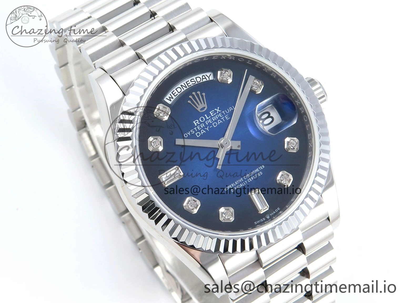 Stylish Day Date 36 YG 128236 KF 1:1 Best Edition Blue Ombre Dial on President Bracelet A2836 (Gain Weight) 499