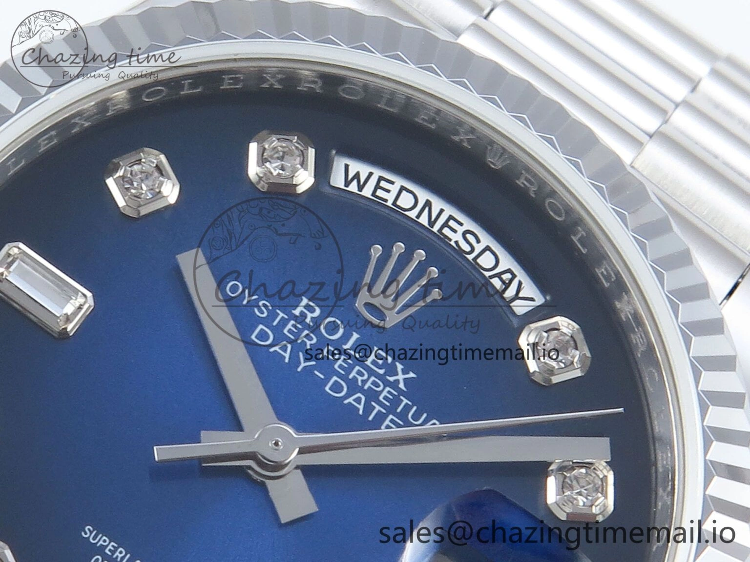 Stylish Day Date 36 YG 128236 KF 1:1 Best Edition Blue Ombre Dial on President Bracelet A2836 (Gain Weight) 499