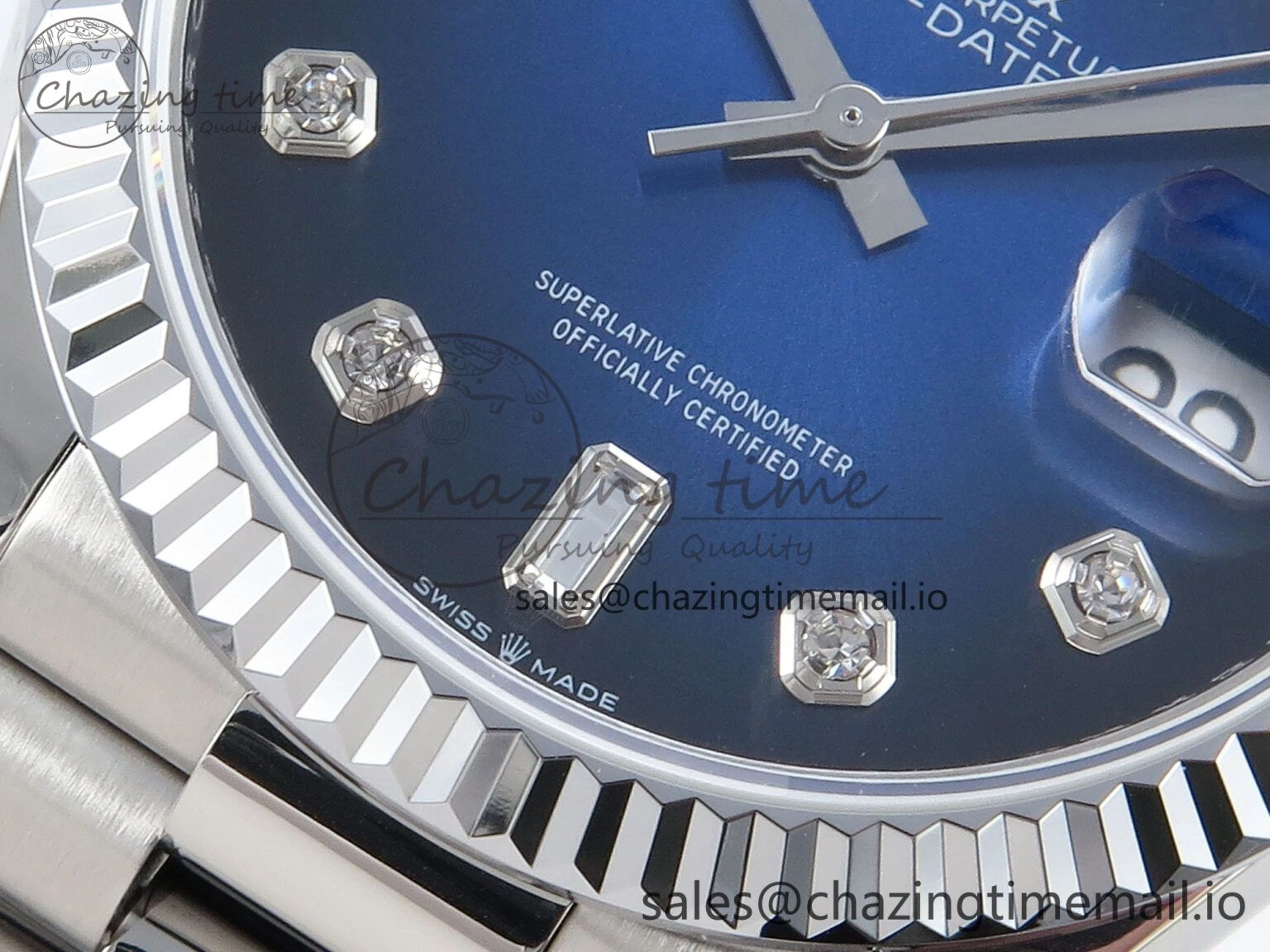 Stylish Day Date 36 YG 128236 KF 1:1 Best Edition Blue Ombre Dial on President Bracelet A2836 (Gain Weight) 499