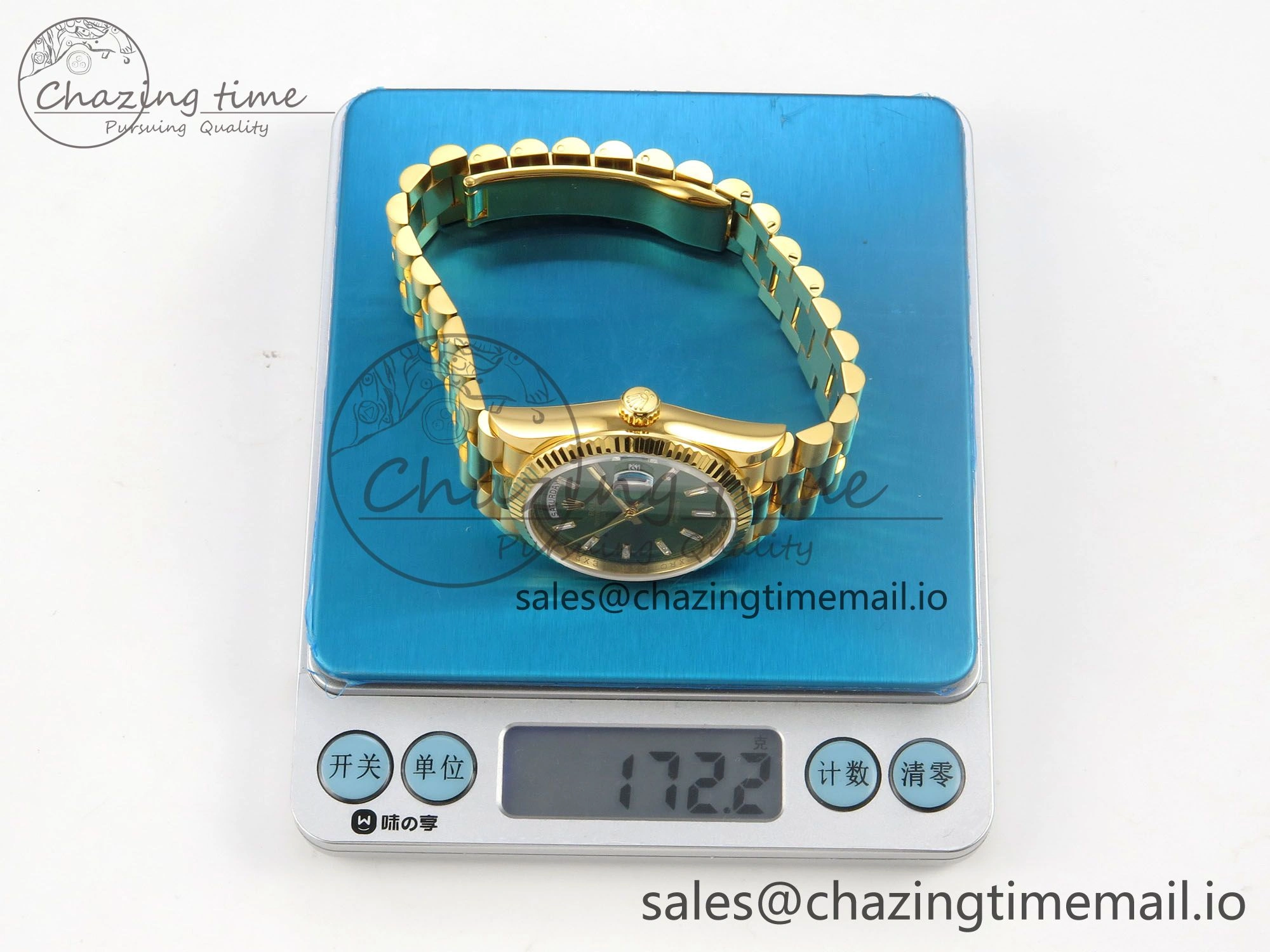 TechFriendly Day Date 36 YG 128238 KF 1:1 Best Edition Green Dial on President Bracelet A2836 (Gain Weight) 60