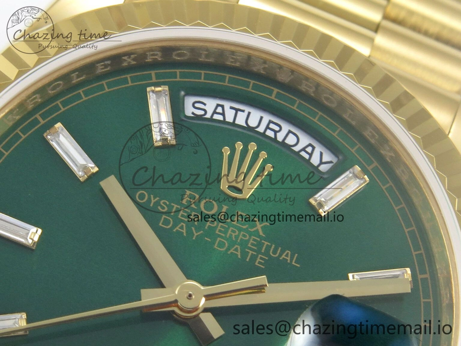 TechFriendly Day Date 36 YG 128238 KF 1:1 Best Edition Green Dial on President Bracelet A2836 (Gain Weight) 60