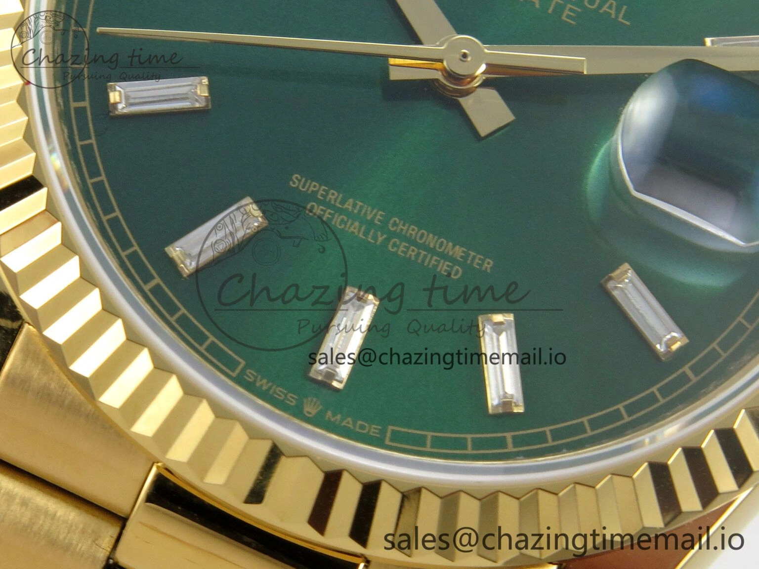 TechFriendly Day Date 36 YG 128238 KF 1:1 Best Edition Green Dial on President Bracelet A2836 (Gain Weight) 60