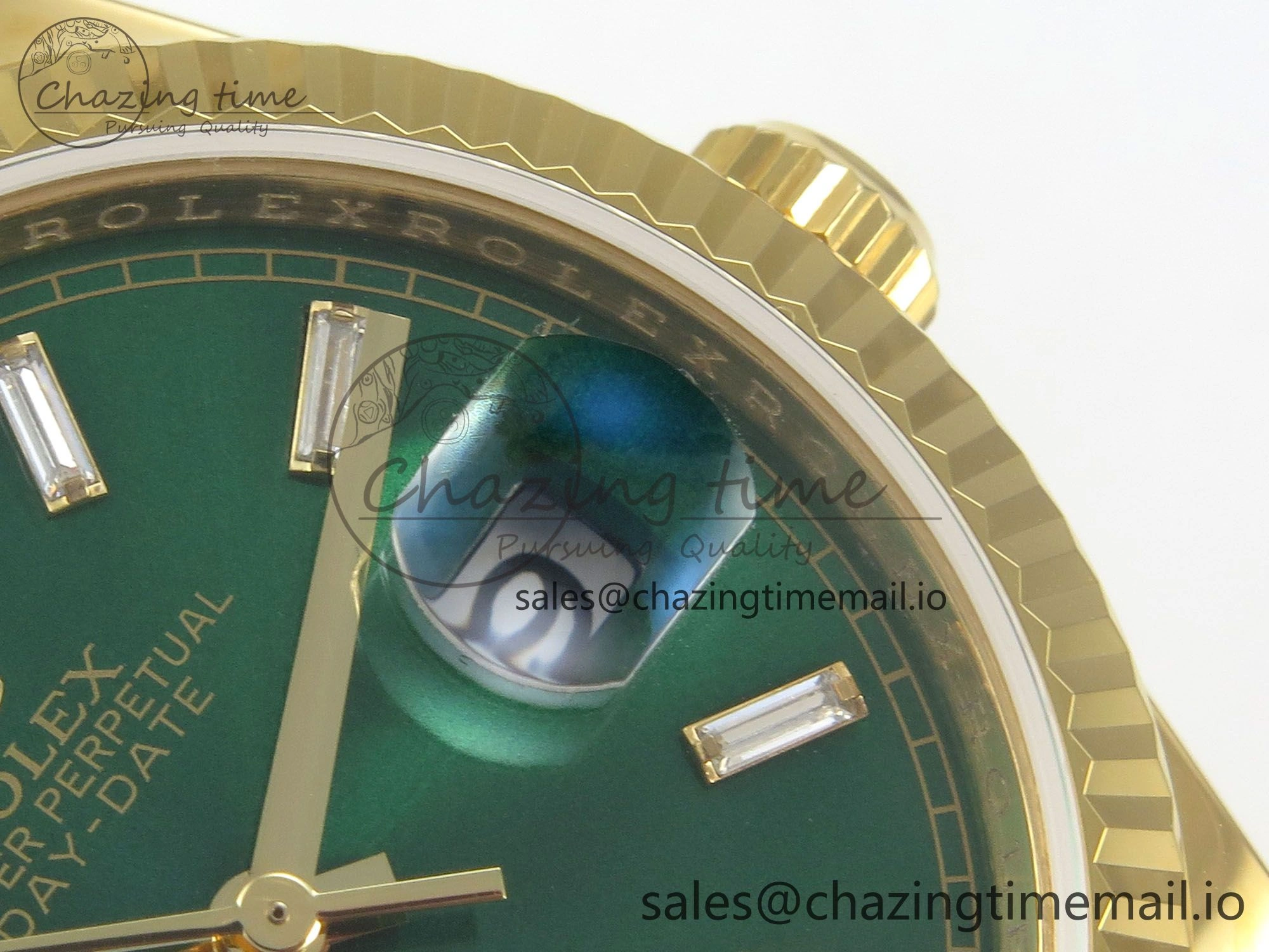 TechFriendly Day Date 36 YG 128238 KF 1:1 Best Edition Green Dial on President Bracelet A2836 (Gain Weight) 60