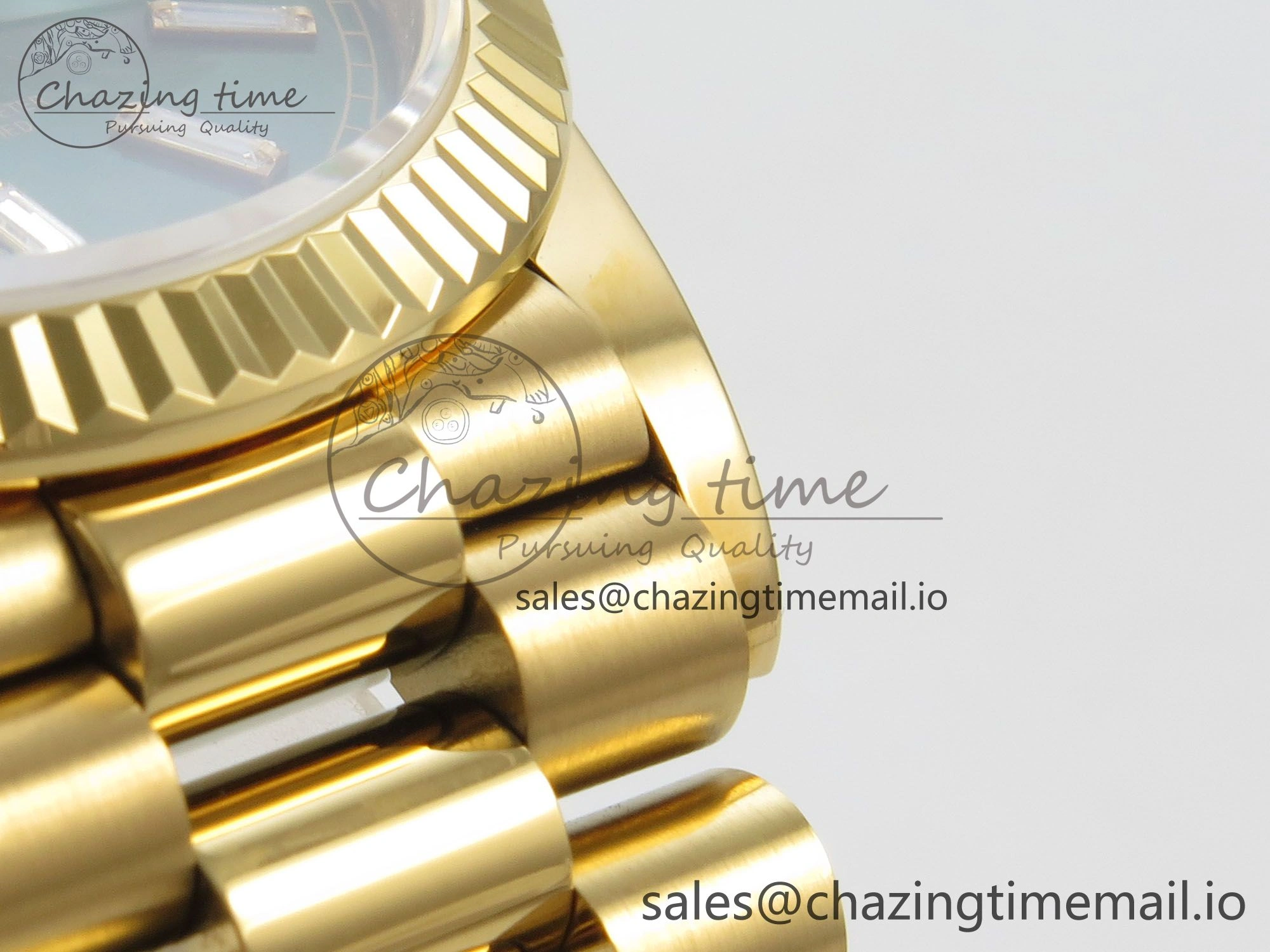 TechFriendly Day Date 36 YG 128238 KF 1:1 Best Edition Green Dial on President Bracelet A2836 (Gain Weight) 60