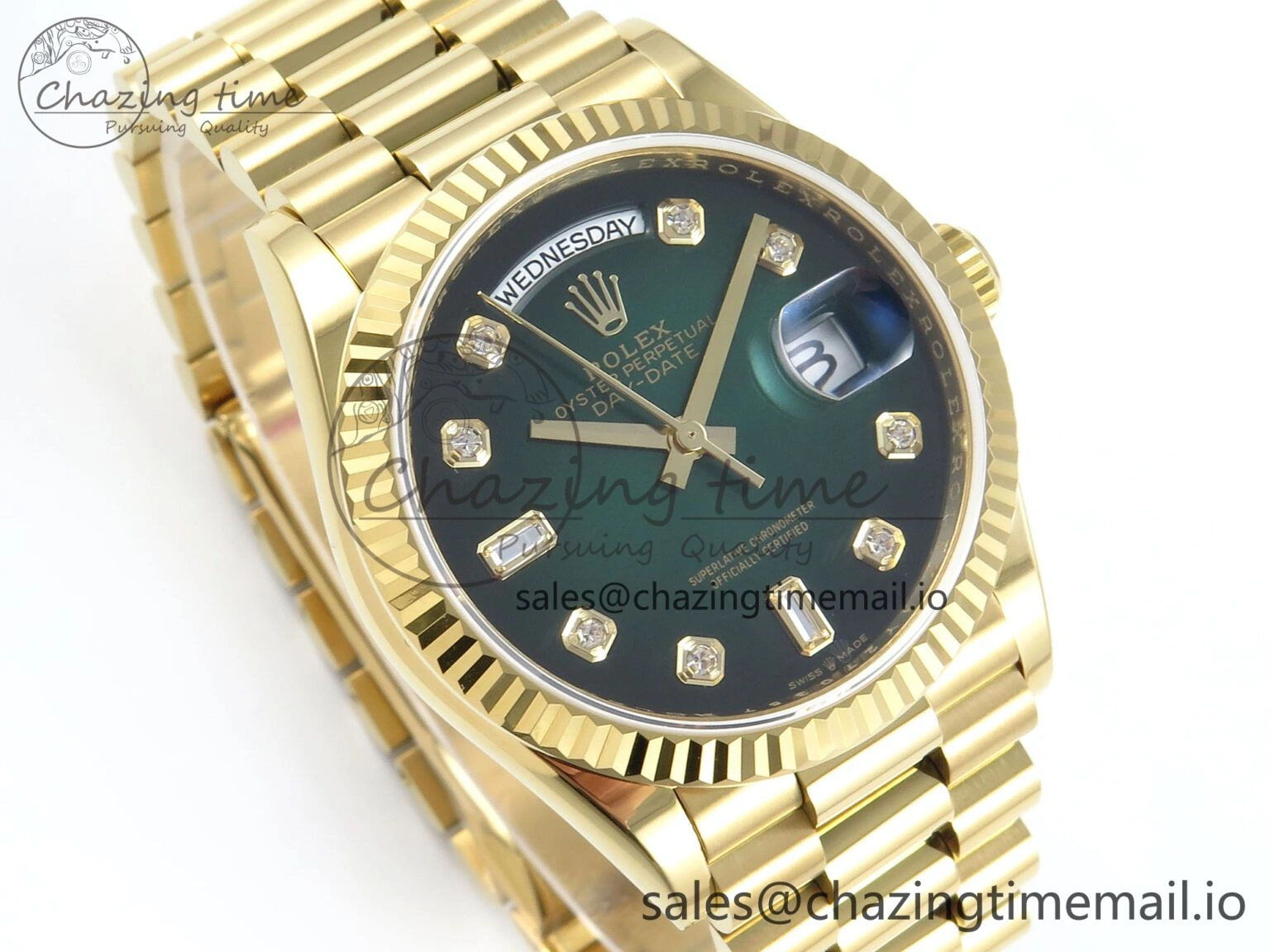 Day Date 36 YG 128238 KF 1:1 Best Edition Green Ombre Dial on President Bracelet A2836 (Gain Weight) Affordable 506
