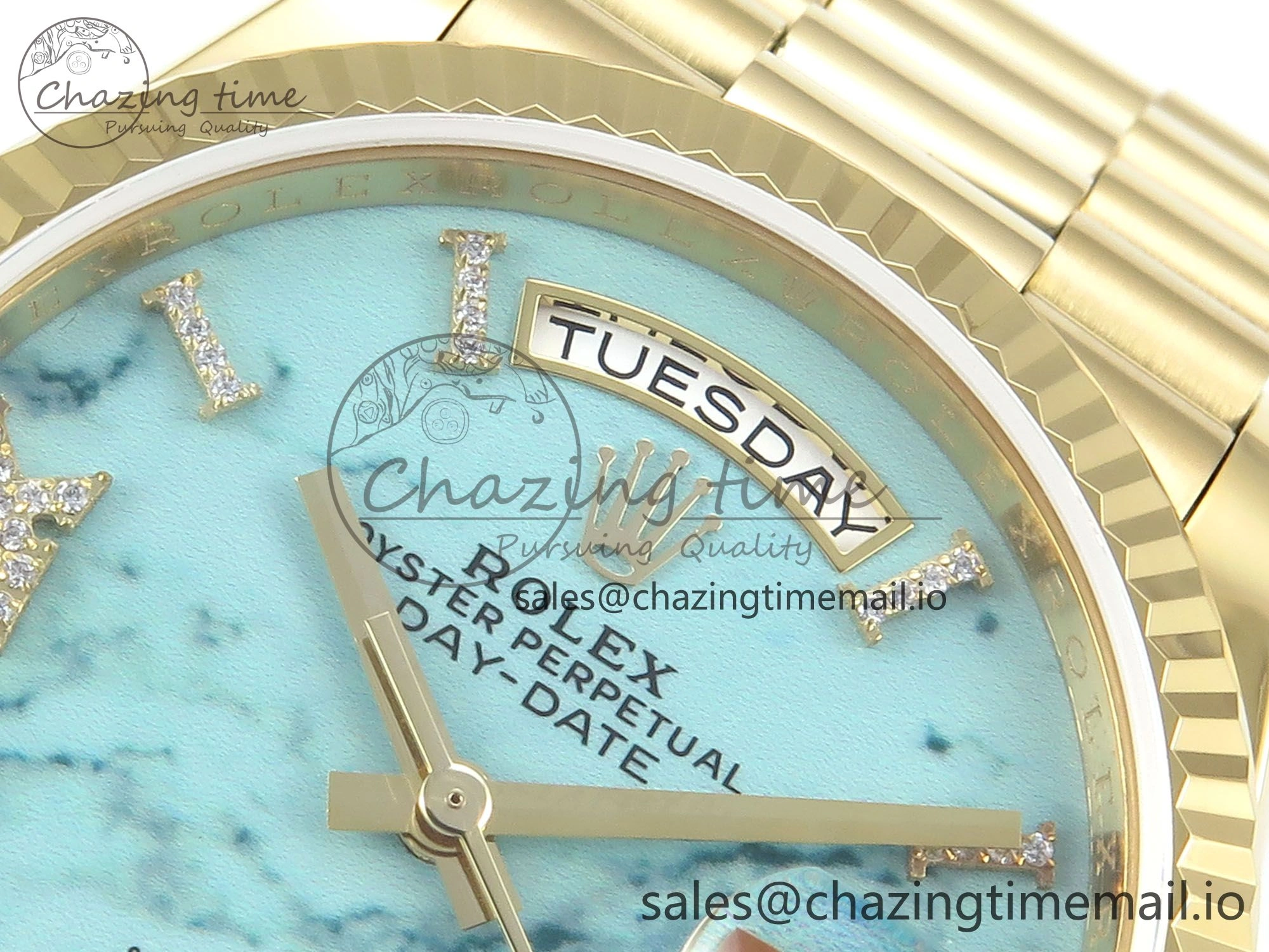 Day Date 36 YG 128238 KF 1:1 Best Edition Turquoise Dial on President Bracelet A2836 (Gain Weight) StreetReady 508