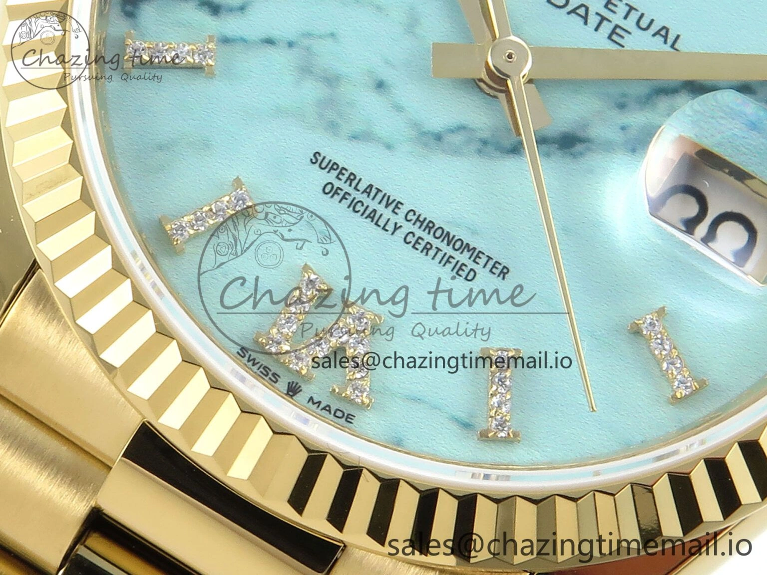 Day Date 36 YG 128238 KF 1:1 Best Edition Turquoise Dial on President Bracelet A2836 (Gain Weight) StreetReady 508