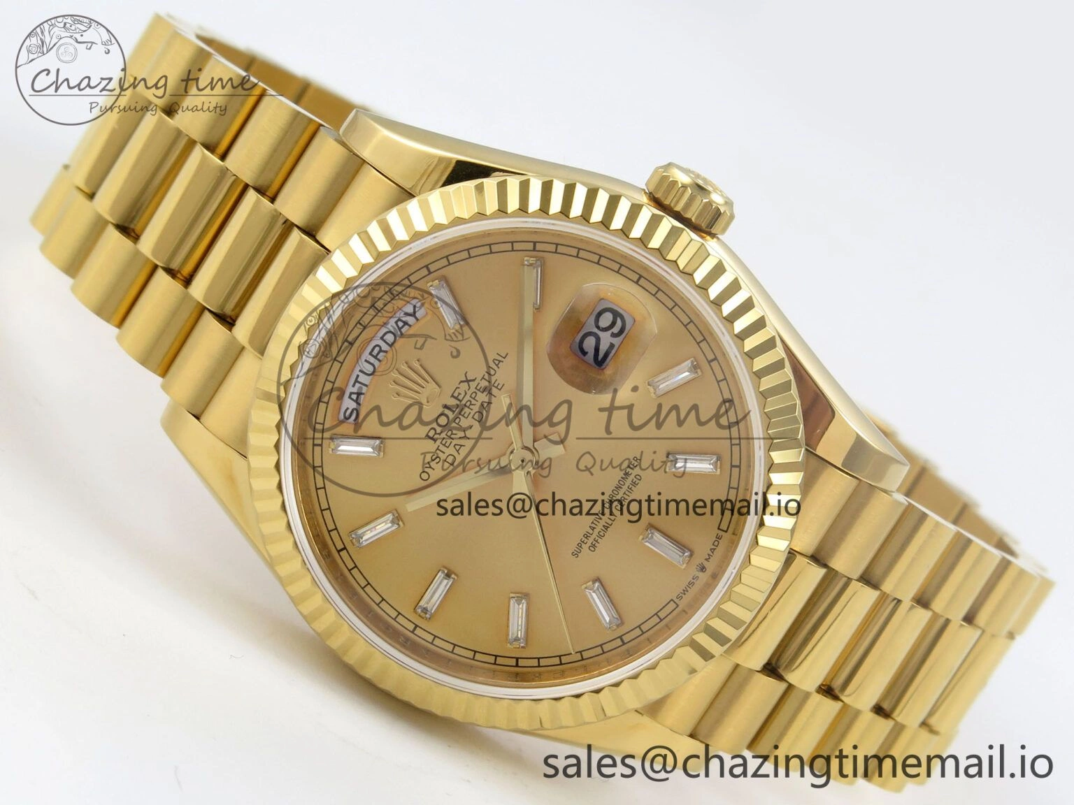 Day Date 36 YG 128238 KF 1:1 Best Edition YG Crystal Dial on President Bracelet A2836 (Gain Weight) FreshLook 63