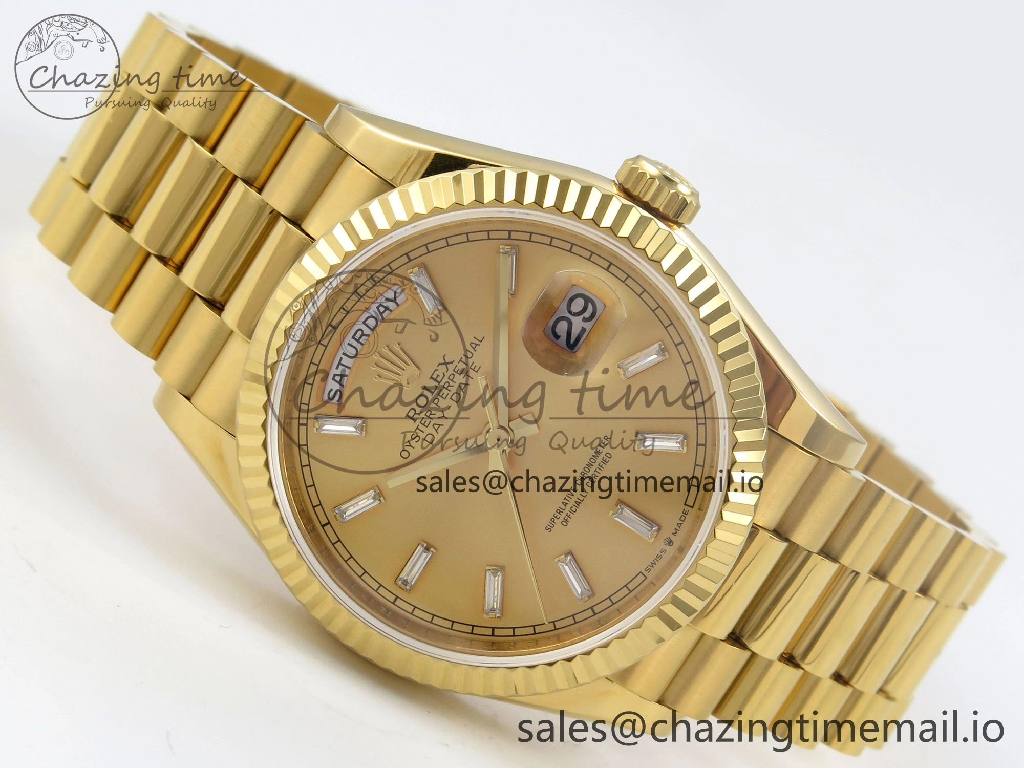 Day Date 36 YG 128238 KF 1:1 Best Edition YG Crystal Dial on President Bracelet A2836 (Gain Weight) FreshLook 63