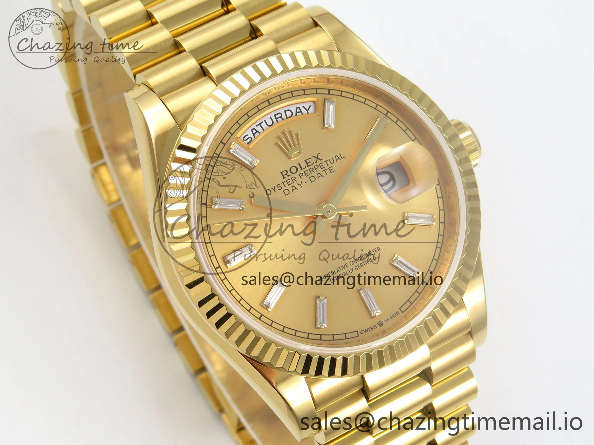 Day Date 36 YG 128238 KF 1:1 Best Edition YG Crystal Dial on President Bracelet A2836 (Gain Weight) FreshLook 63