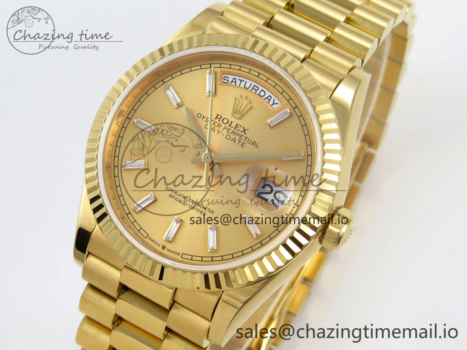 Day Date 36 YG 128238 KF 1:1 Best Edition YG Crystal Dial on President Bracelet A2836 (Gain Weight) FreshLook 63