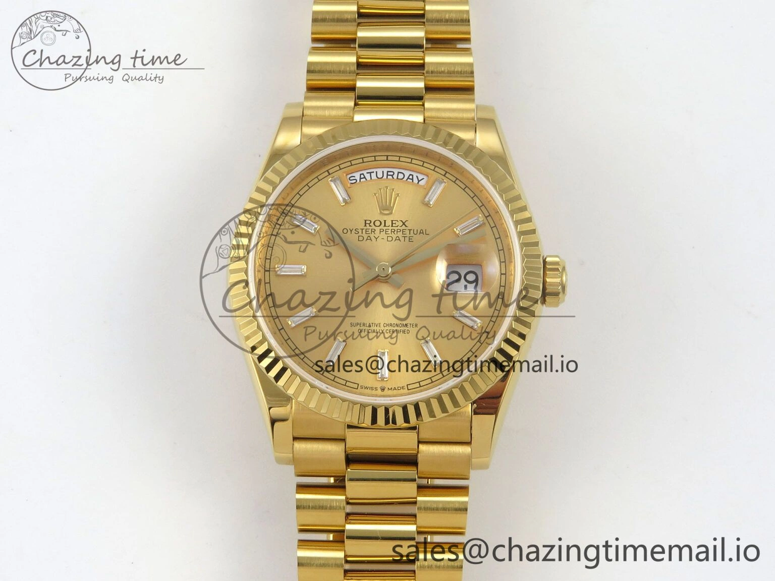 Day Date 36 YG 128238 KF 1:1 Best Edition YG Crystal Dial on President Bracelet A2836 (Gain Weight) FreshLook 63